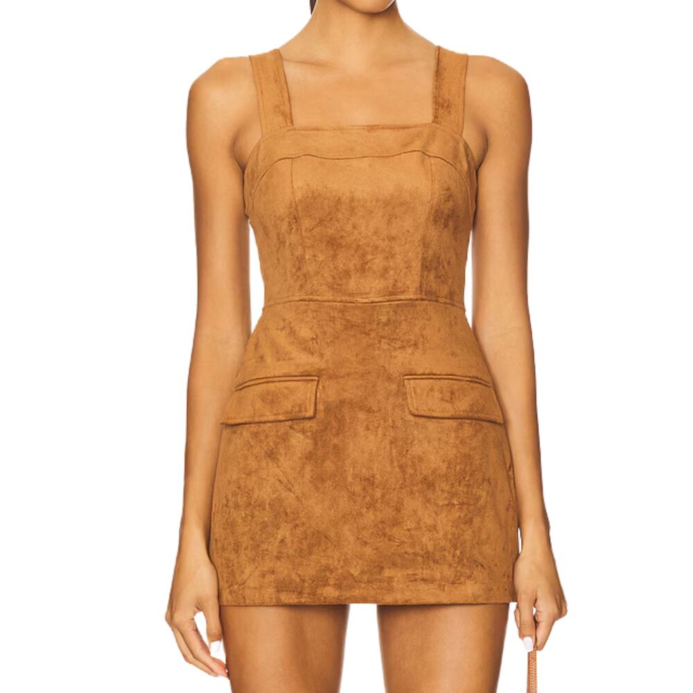 Amanda Uprichard x Revolve Yorke Skort Suede Romper Small Pecan NWT Faux Suede